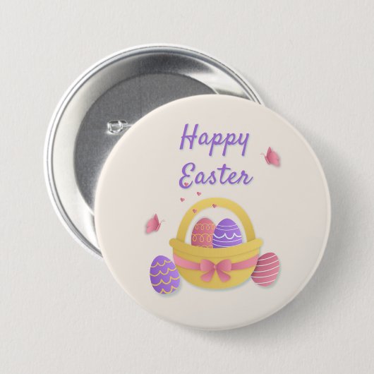 ハッピーイースターかご 缶バッジ (正面&裏面)