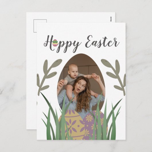 ハッピーイースターから友達、ママ&ベビーフォトカスタムー シーズンポストカード (正面/裏面)