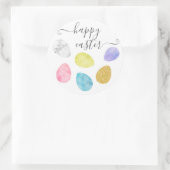 ハッピーイースターかわいいイースターエッグ金ゴールド水色 ラウンドシール (バッグ)