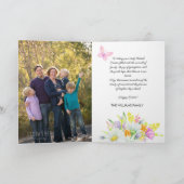 ハッピーイースターかわいいウサギの水彩花束写真 カード (内部)