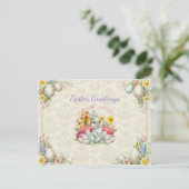 ハッピーイースターかわいいウサギ ポストカード (スタンド正面)