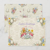 ハッピーイースターかわいいウサギ ポストカード (正面/裏面)