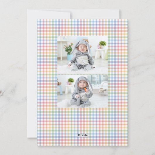 ハッピーイースターかわいいカラフルのプレイド1枚の写真 シーズンカード (裏面)