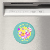 ハッピーイースターかわいいキッズパーティー マグネット (インサイチュ (食洗機))