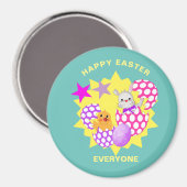 ハッピーイースターかわいいキッズパーティー マグネット (正面/裏面)
