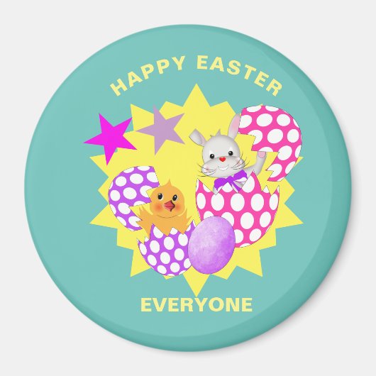 ハッピーイースターかわいいキッズパーティー マグネット (正面)