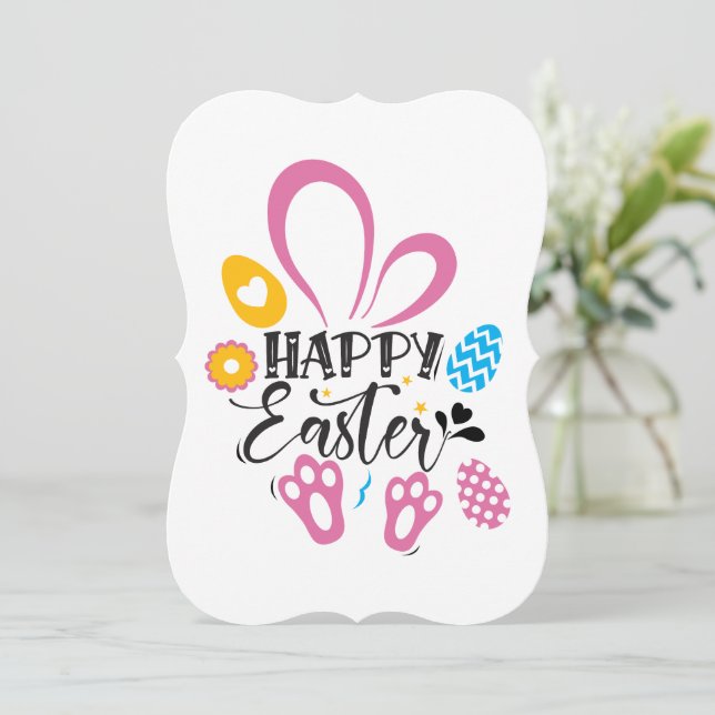 ハッピーイースターかわいいバニーとイースターエッグ (スタンド正面)