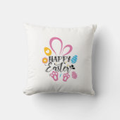ハッピーイースターかわいいバニーとイースターエッグ クッション (正面)
