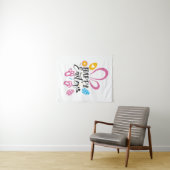 ハッピーイースターかわいいバニーとイースターエッグ タペストリー (インサイチュ(横))