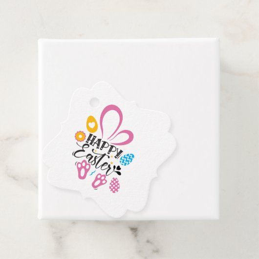 ハッピーイースターかわいいバニーとイースターエッグ フェイバータグ (インサイチュ)
