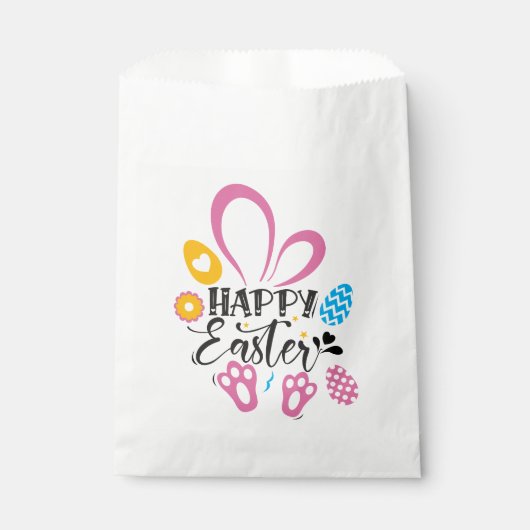 ハッピーイースターかわいいバニーとイースターエッグ フェイバーバッグ (正面)