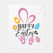 ハッピーイースターかわいいバニーとイースターエッグ フリースブランケット (正面)