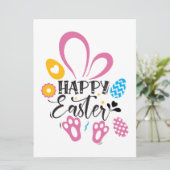 ハッピーイースターかわいいバニーとイースターエッグ 招待状 (スタンド正面)