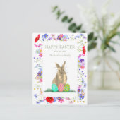 ハッピーイースターかわいいバニーとエッグスフローラ シーズンポストカード (スタンド正面)