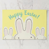 ハッピーイースターかわいいバニーのウサギ黄色のランチョンマット ペーパーパッド (正面)