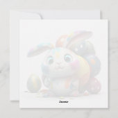 ハッピーイースターかわいいバニーの画家ホリデーカード シーズンカード (裏面)