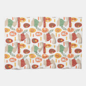 ハッピーイースターかわいいバニーエッグ春の花 キッチンタオル (横)