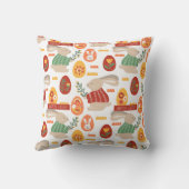 ハッピーイースターかわいいバニーエッグ春の花 クッション (裏面)