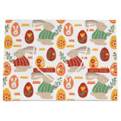 ハッピーイースターかわいいバニーエッグ春の花 ラージペーパーバッグ (正面)