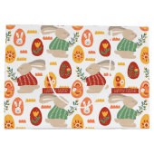 ハッピーイースターかわいいバニーエッグ春の花 ラージペーパーバッグ (裏面)