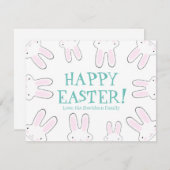 ハッピーイースターかわいいバニーカスタム文字おもしろい シーズンカード (正面/裏面)