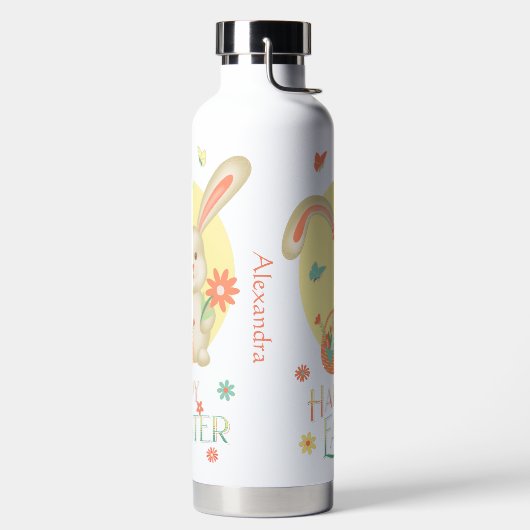 ハッピーイースターかわいいバニーギフトパーソナライズされた ウォーターボトル (左面)