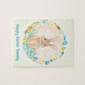 ハッピーイースターかわいいバニーパーソナライズされた ジグソーパズル (横)