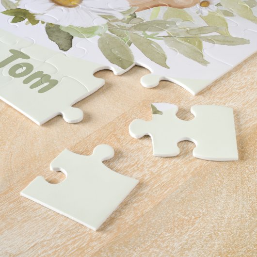 ハッピーイースターかわいいバニーブルーパーソナライズされたエッグ ジグソーパズル (側面)