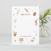 ハッピーイースターかわいいバニー水彩家族の写真 シーズンカード (スタンド正面)