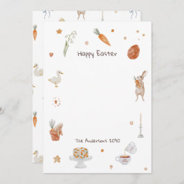 ハッピーイースターかわいいバニー水彩家族の写真 シーズンカード