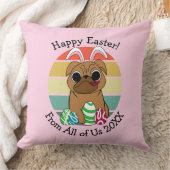 ハッピーイースターかわいいパグバイバニー耳とエッグカラフルズ クッション (ブランケット)