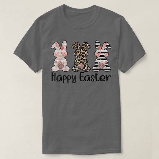 ハッピーイースターかわいいヒョウのブニーイースターマッチング Tシャツ (デザイン正面)