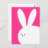 ハッピーイースターかわいいピンクとホワイトバニーラビット ポストカード (正面/裏面)