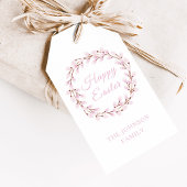 ハッピーイースターかわいいピンクの水色プッシウィロー ギフトタグ