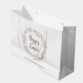 ハッピーイースターかわいいピンクプッシヤナギ ラージペーパーバッグ