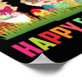 ハッピーイースターかわいいフクロウがバニーイヤフクロウの恋人 ポスター (角)