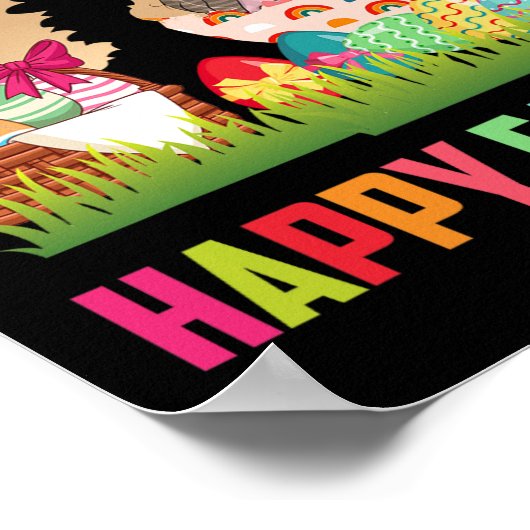 ハッピーイースターかわいいフクロウがバニーイヤフクロウの恋人 ポスター (角)