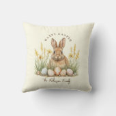 ハッピーイースターかわいいフローラ春ウサギ クッション (裏面)