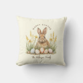 ハッピーイースターかわいいフローラ春ウサギ クッション (正面)