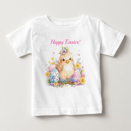 ハッピーイースターかわいいベビーシック ベビーTシャツ (正面)