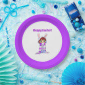 ハッピーイースターかわいいマンガバニーガールマンガ ペーパープレート (パーティー)