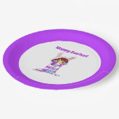 ハッピーイースターかわいいマンガバニーガールマンガ ペーパープレート (アングル)