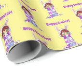 ハッピーイースターかわいいマンガバニーガールマンガ ラッピングペーパー (ロールコーナー)