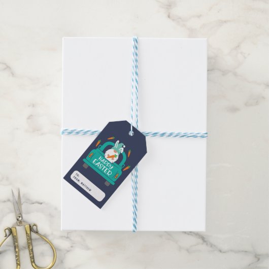 ハッピーイースターかわいいモダン格言トラック名 ギフトタグ (より糸付き)