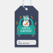 ハッピーイースターかわいいモダン格言トラック名 ギフトタグ (正面)
