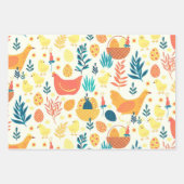 ハッピーイースターかわいいヴィンテージ鶏 ラッピングペーパーシート (正面3)