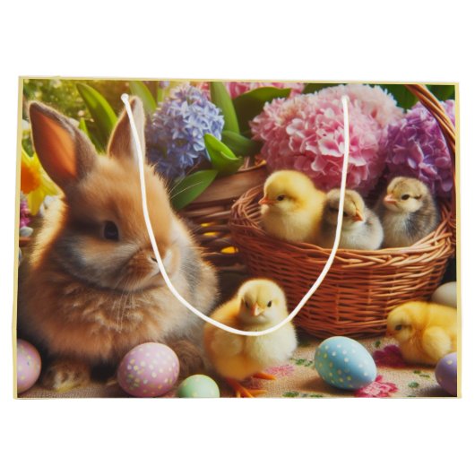 ハッピーイースターかわいい休日紙抱き枕 ラージペーパーバッグ (裏面)