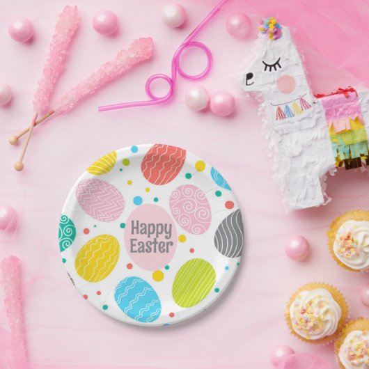 ハッピーイースターかわいい卵 ペーパープレート (パーティー)