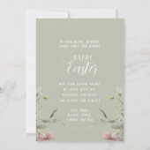 ハッピーイースターかわいい水色フローラバニーラビット カード (裏面)