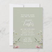 ハッピーイースターかわいい水色フローラバニーラビット カード (裏面)